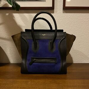 CELINE Tricolor Leather and Suede Leather Luggage Tote